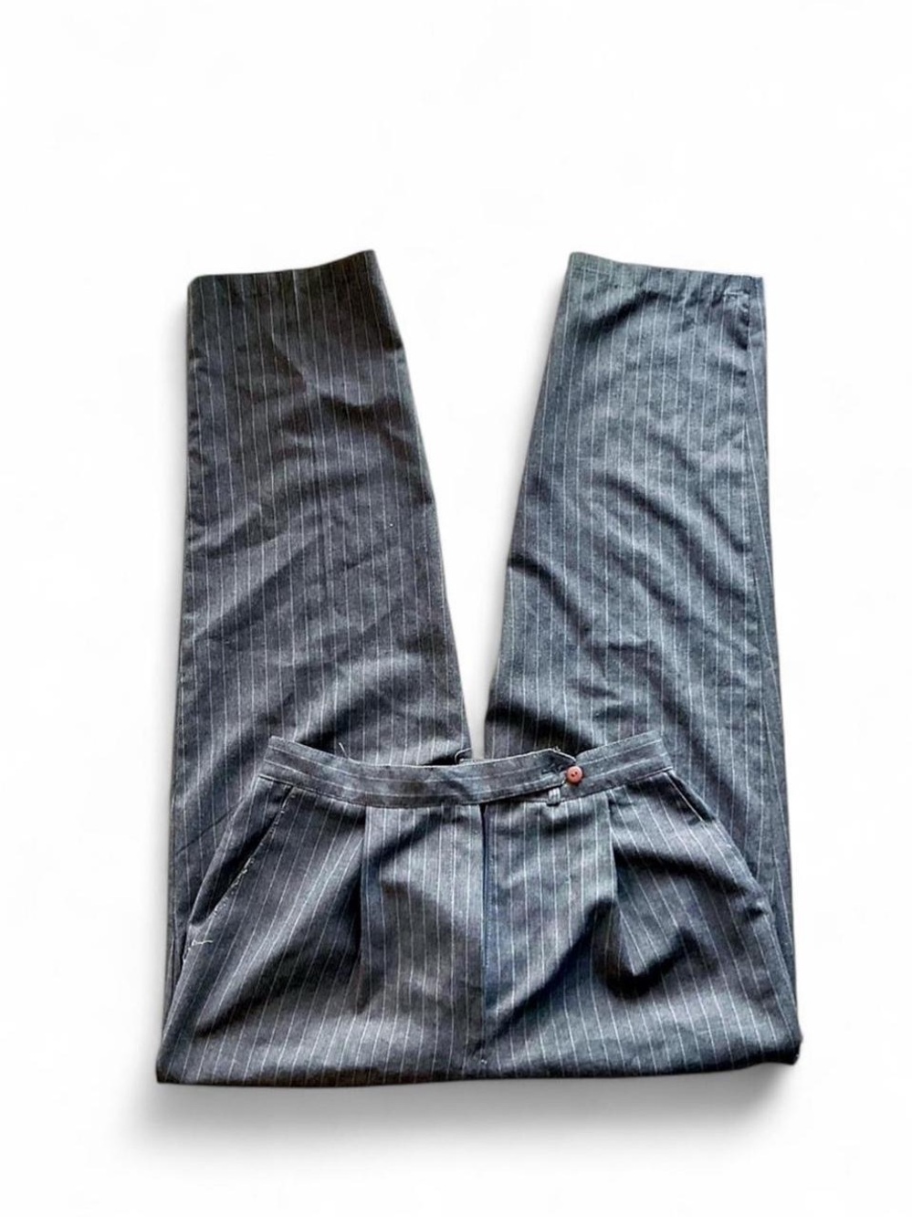 1960s Vintage Gray Pinstripe Trousers Size 16